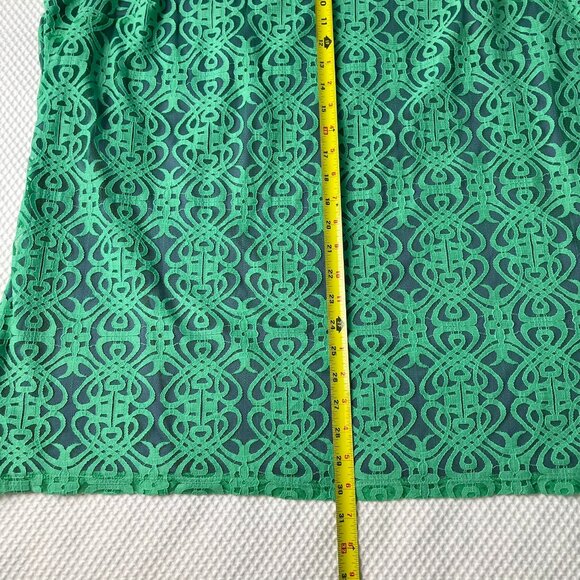 Isaac Mizrahi Live Womens Shirt Large Purple Shell with Green Lace Overlay 2X - Picture 8 of 13